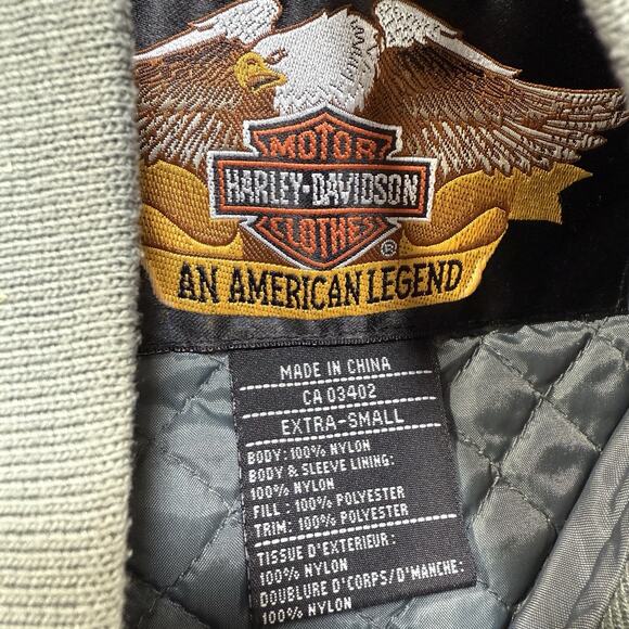 Genuine Harley Davidson Twin Cam 88 Nylon Bomber Jacket Quilt Lined Unisex Sz XS - Picture 9 of 16